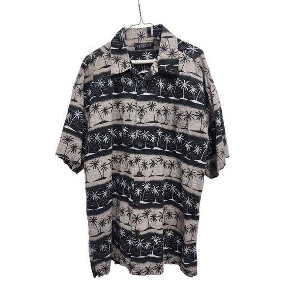 Cactus Other - Cactus Black Label Mens Hawaiian Shirt Size XL Tan Black Palm Tree Short Sleeve